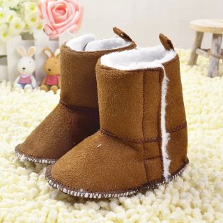 Brown Infant Toddler Baby Girls Boys Snow Boots Shoes Velcro Size 0 18 Months