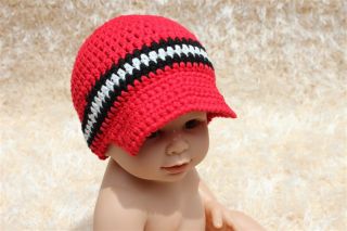 New Handmad Knit Crochet Baby Boy Brimmed Hat Newsboy Cap Newborn Photo Prop