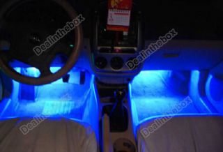 4X 3LED Car Charge 12V Glow Interior Decorative Atmosphere Blue Light Lamp New