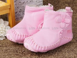 New Toddler Baby Girl White Pink Boots Shoes Size 3 6 9 Months