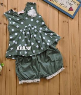 New Girls Baby Polka Dot Tops Shorts 2pcs Set Summer Outfit 1 6Y Casual Clothing