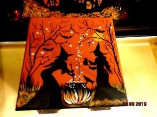 Vintage Halloween Witches Haunted House Wooden High Back Doll or Treat Chair
