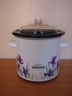 Rival Crock Pot Mo. 3150 3-1/2 Qt Slow Cooker Cream Purple Flower