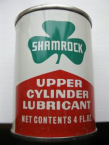 Vintage Shamrock Gas Pump Tin Oil Can Old Car Full Nice Minty
