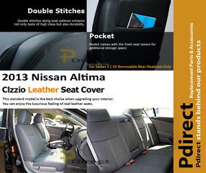 Clazzio Custom Perfect Fit Leather Seat Cover Black 2013 Nissan Altima 4DS SV