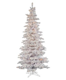 Flocked White Slim Pre lit Christmas Tree   Christmas Trees