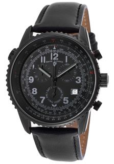 Skyline Chrono Black Genuine Leather and Dial Black IP Stainless Steel