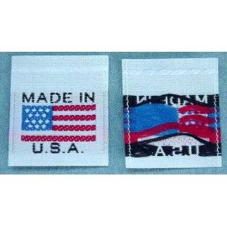 100 pcs WOVEN CLOTHING LABELS   MADE IN U.S.A. AMERICAN FLAG