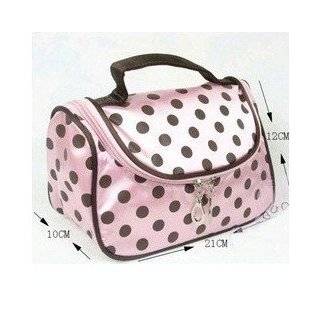     Pink with Black Dot Travel Toiletry Cosmetic Makeup Bag Organizer