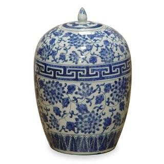 Porcelain Chinese Melon Jar   Blue & White