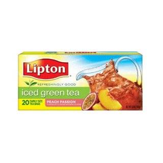 Lipton All Natural Iced Tea, Family Size Tea Bags, Hint of Peach, 18 