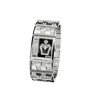  Ladies Silver Tone Square Face Detailed Bangle Watch 