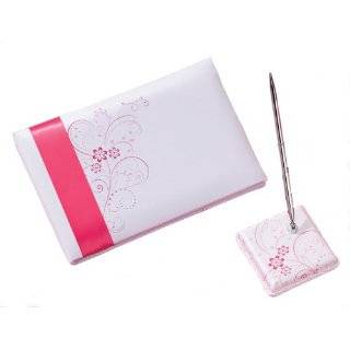  Elegant Soft Pink Satin Bow Ivory Guest Book for Wedding 