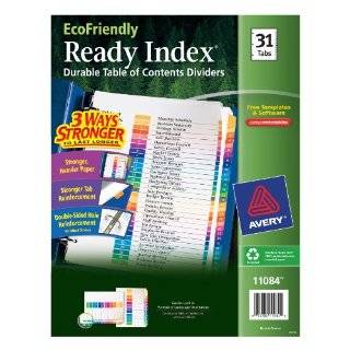  Avery Ready Index Classic Tab Titles, 31 Tab, 1 31, 8.5 X 