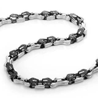    Mens Black Clip Linked Polished Necklace Chain   24 inch: Jewelry