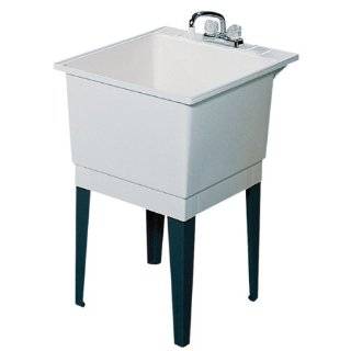   010 22 Inch by 25 Inch Floor Standing Single Laundry Tub, White