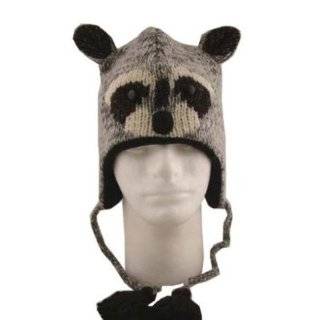    Adult Animal Wool Ski Beanie   Grey Racoon W31S24F Clothing